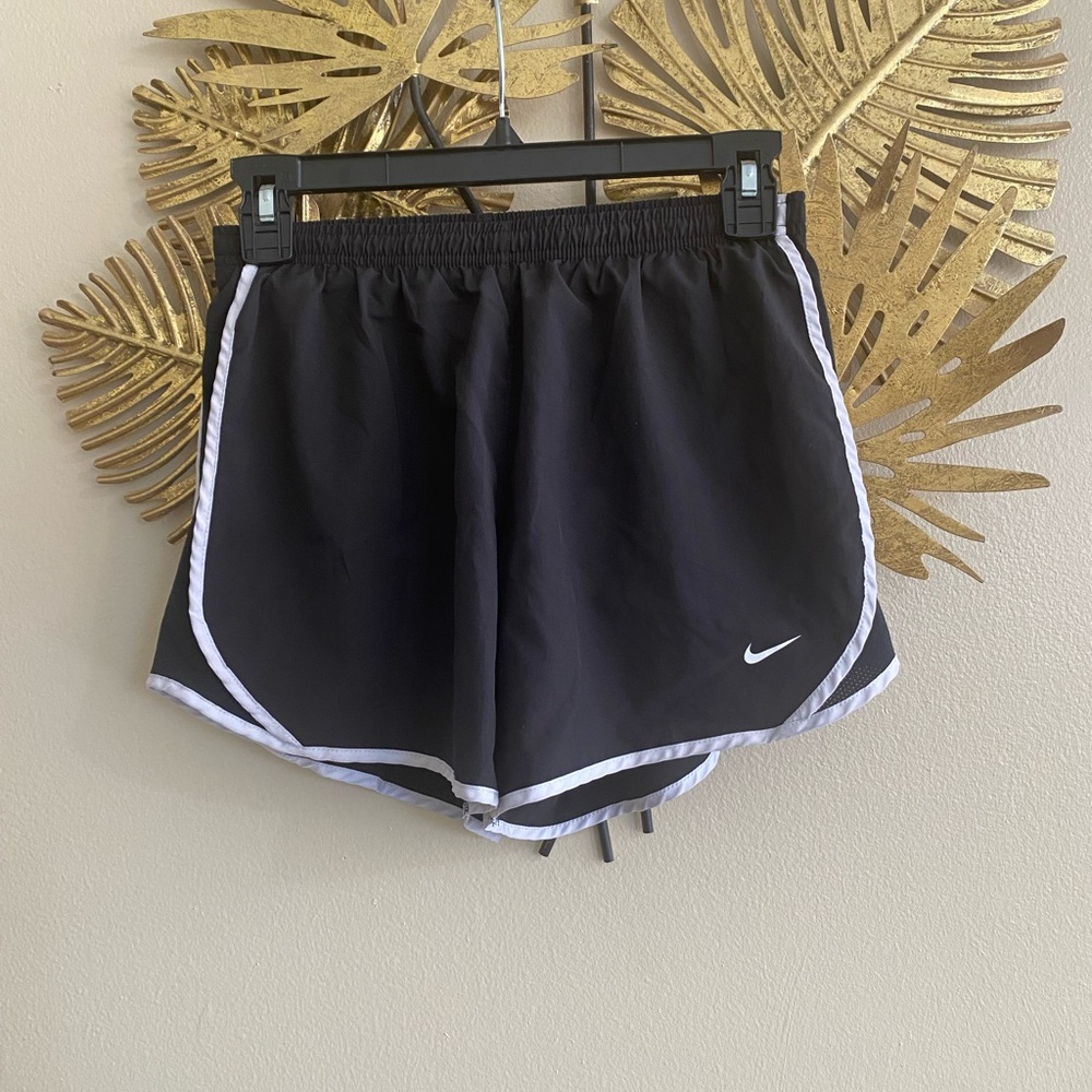 Nike Women's Black Athletic Shorts with White Trim - Picture 1 of 3